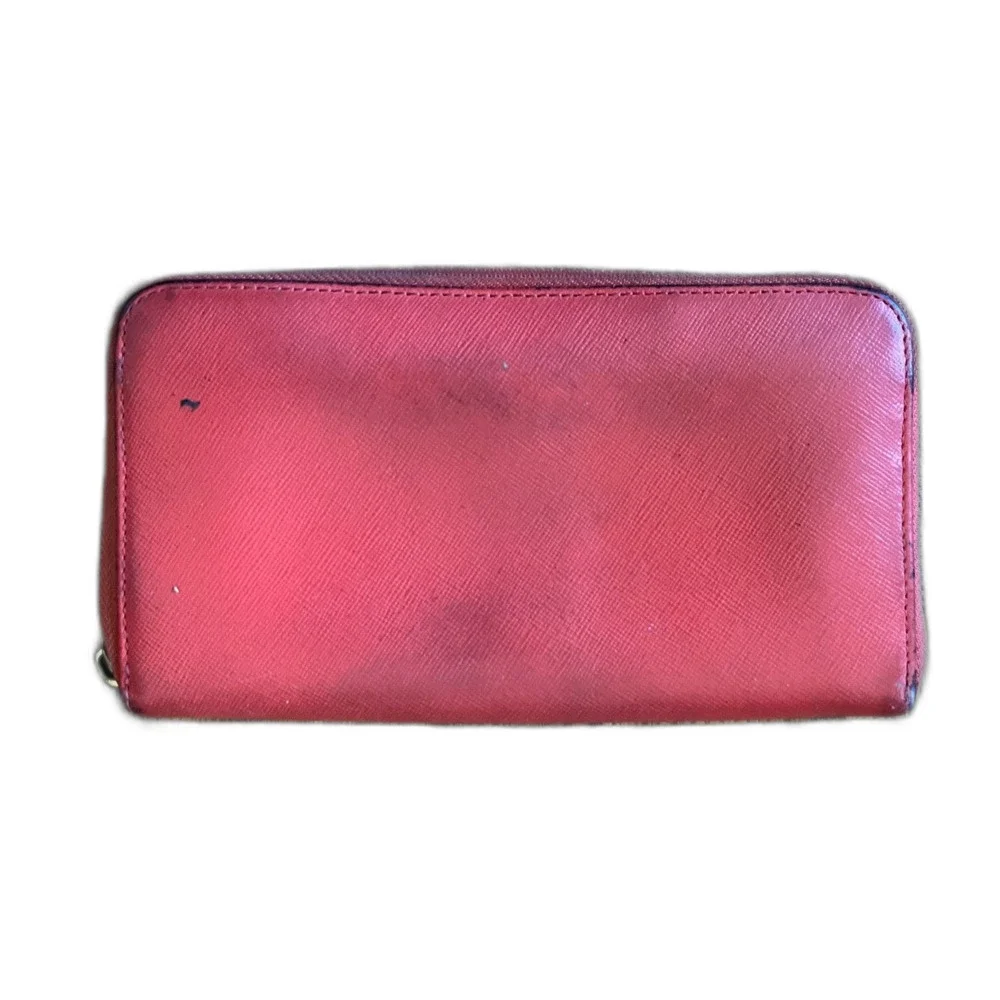 TORY BURCH Orange Leather Zip Up Purse Wallet